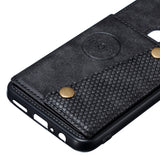 For OPPO F11 pro PU Leather Flip Stand Shockproof Cell Phone Cover Double Buckle Anti-dust Case With Card Slots Pocket black