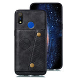 For OPPO Realme 3 PU Leather Flip Stand Shockproof Cell Phone Cover Double Buckle Anti-dust Case With Card Slots Pocket black