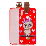 For Samsung A11 Soft TPU Back Cover 3D Cartoon Painting Mobile Phone Case Shell Red owl