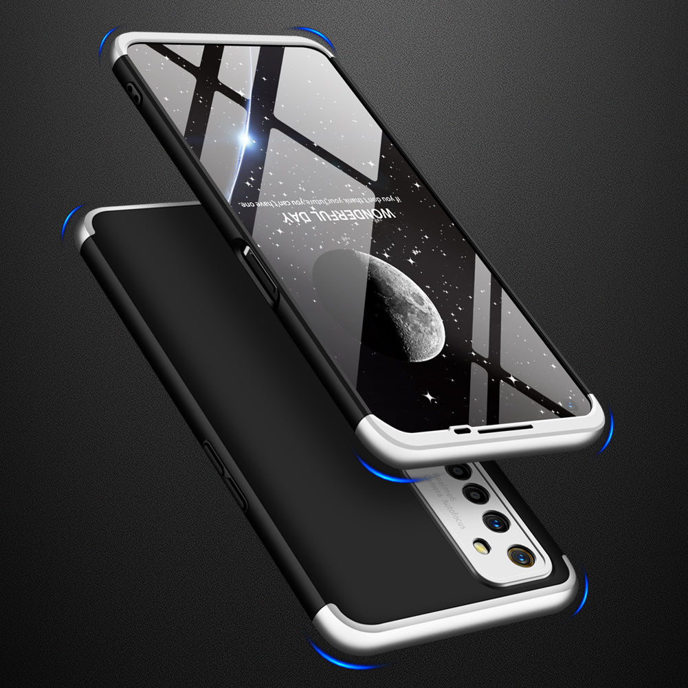 For OPPO Realme 6 Mobile Phone Cover 360 Degree Full Protection Phone Case Silver Black Silver