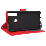 For HUAWEI PSmart 2020/Y5P/Y6P PU Leather Mobile Phone Cover with 3 Cards Slots Phone Frame red