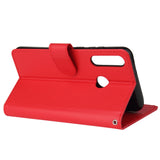 For HUAWEI PSmart 2020/Y5P/Y6P PU Leather Mobile Phone Cover with 3 Cards Slots Phone Frame red