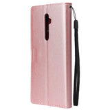 For Oppo A9 2020/Reno 2Z Cellphone Shell PU Leather Mobile Phone Cover Stand Available Anti-drop Elegant Smartphone Case Rose gold