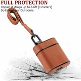 Luxury Leather Case Cover Protective Skin for Apple Airpod Charging Case brown