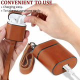 Luxury Leather Case Cover Protective Skin for Apple Airpod Charging Case brown