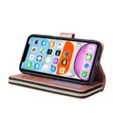 For iphone X/XS/XS MAX/11/11Pro Pu Leather  Mobile Phone Cover Zipper Card Bag + Wrist Strap Rose gold