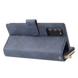 For Samsung A51 5G/A71 5G/Note 10 pro Pu Leather  Mobile Phone Cover Zipper Card Bag + Wrist Strap blue