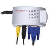 Universal NTSC PAL VGA to TV AV RCA Signal Adapter Converter Video Switch Box Composite Laptop Silver