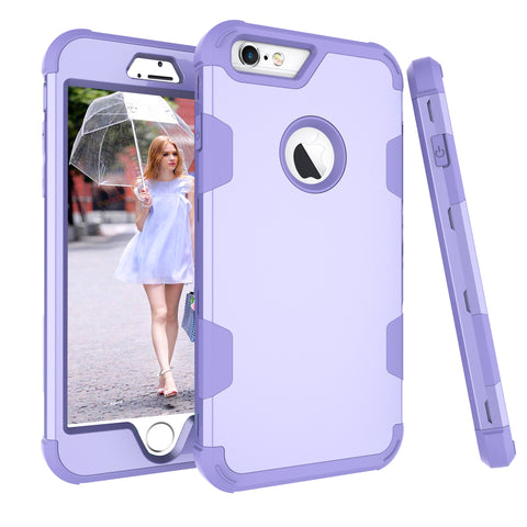 For iPhone 6 plus/6S plus PC+ Silicone 2 in 1 Hit Color Tri-proof Shockproof Dustproof Anti-fall Protective Cover Back Case purple
