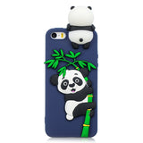 For iPhone 5/5S/SE/6/6S/6 Plus/6S Plus/7/8/7 Plus/8 Plus Phone Case 3D Cartoon Panda Bamboo Cellphone Back Shell Shockproof Smartphone Cover Royal blue