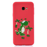 For Samsung J4 plus Cute Coloured Painted TPU Anti-scratch Non-slip Protective Cover Back Case with Lanyard red