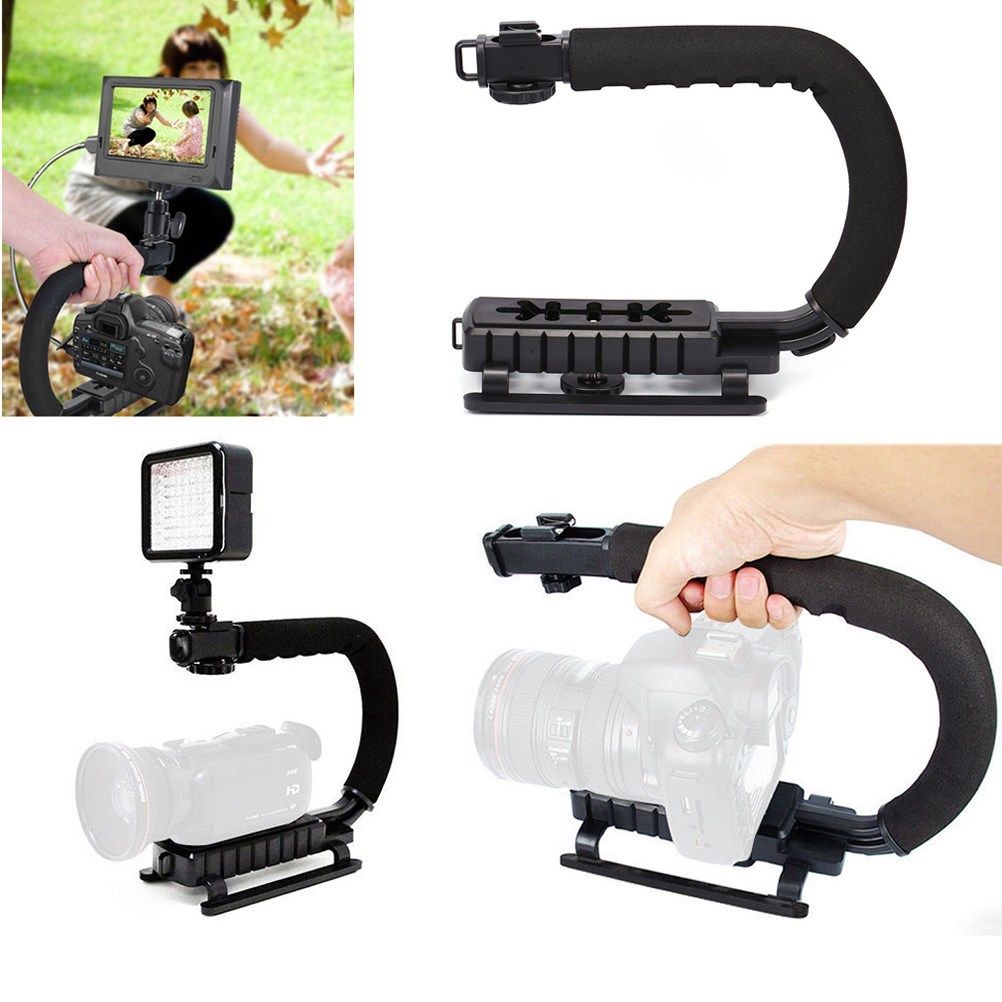 U shape Handheld Bracket Handle Grip Stabilizer for Canon DSLR Camera Camcorder Video black