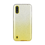 For Samsung A01/A11 European version/A31/A71 Phone Case Gradient Color Glitter Powder Phone Cover with Airbag Bracket blue