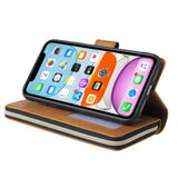 For iphone X/XS/XS MAX/11/11Pro Pu Leather  Mobile Phone Cover Zipper Card Bag + Wrist Strap brown