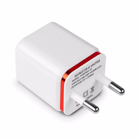 USB Double Wall Fast Charger Adapter 1A 2A 5V for Android / Galaxy / iPhone  red