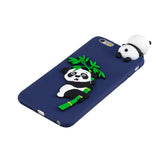 For iPhone 5/5S/SE/6/6S/6 Plus/6S Plus/7/8/7 Plus/8 Plus Phone Case 3D Cartoon Panda Bamboo Cellphone Back Shell Shockproof Smartphone Cover Royal blue