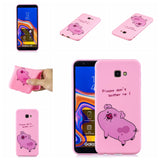 For Samsung J4 plus Cute Coloured Painted TPU Anti-scratch Non-slip Protective Cover Back Case with Lanyard Rose red