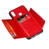 For OPPO Realme 3 PU Leather Flip Stand Shockproof Cell Phone Cover Double Buckle Anti-dust Case With Card Slots Pocket red