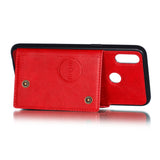 For OPPO Realme 3 PU Leather Flip Stand Shockproof Cell Phone Cover Double Buckle Anti-dust Case With Card Slots Pocket red