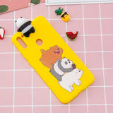 For Samsung A11 TPU Back Cover 3D Cartoon Painting Soft Mobile Phone Case Shell Striped bear