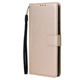 For Redmi 9A/Redmi 9C PU Leather Mobile Phone Cover with 3 Cards Slots Phone Frame Golden