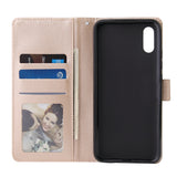 For Redmi 9A/Redmi 9C PU Leather Mobile Phone Cover with 3 Cards Slots Phone Frame Golden