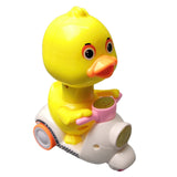 Cute Cartoon Pull Back Pressing Small Yellow Duck Motor Tricycle Toy for Kids Expression doll