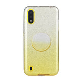 For Samsung A01/A11 European version/A31/A71 Phone Case Gradient Color Glitter Powder Phone Cover with Airbag Bracket black