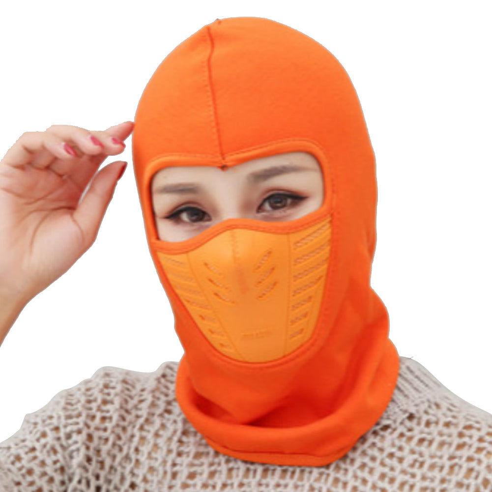 Outdoor Sleeve Cap Winter Warm Bicycle Face Mask Bike Climbing Skiing Windproof Thermal Polar Fleece Head Protector Orange_Polar fleece