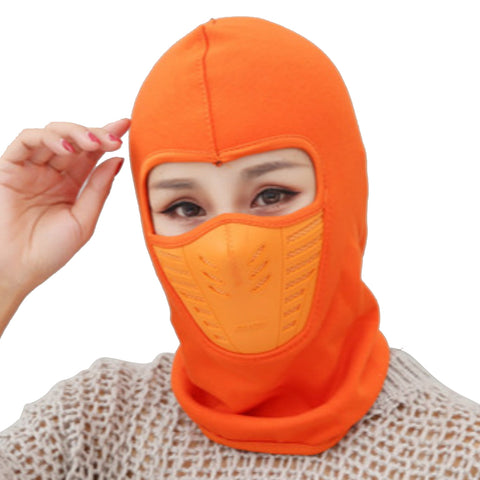 Outdoor Sleeve Cap Winter Warm Bicycle Face Mask Bike Climbing Skiing Windproof Thermal Polar Fleece Head Protector Orange_Polar fleece
