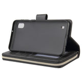 For Samsung A10/A20/A30/A50/A30S/A50S Pu Leather  Mobile Phone Cover Zipper Card Bag + Wrist Strap black
