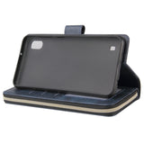 For Samsung A10/A20/A30/A50/A30S/A50S Pu Leather  Mobile Phone Cover Zipper Card Bag + Wrist Strap blue