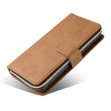 For Samsung A51 5G/A71 5G/Note 10 pro Pu Leather  Mobile Phone Cover Zipper Card Bag + Wrist Strap brown