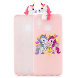 For Samsung M20 3D Cute Coloured Painted Animal TPU Anti-scratch Non-slip Protective Cover Back Case Rose red