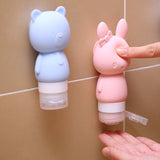 Multi-function Cartoon Animal Bottle Silicone Cute Makeup Container Refillable Bottle Cute rabbit pink 89ml / single