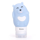 Outdoor Portable Cartoon Bear Animal Silicone Travel Case Organizer Shampoo Shower Gel Lotion Storage Refillable Bottle green_80ml
