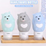 Outdoor Portable Cartoon Bear Animal Silicone Travel Case Organizer Shampoo Shower Gel Lotion Storage Refillable Bottle green_80ml
