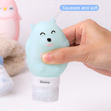 Outdoor Portable Cartoon Bear Animal Silicone Travel Case Organizer Shampoo Shower Gel Lotion Storage Refillable Bottle green_80ml