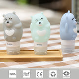 Outdoor Portable Cartoon Bear Animal Silicone Travel Case Organizer Shampoo Shower Gel Lotion Storage Refillable Bottle green_80ml