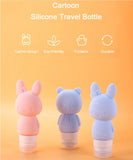 Multi-function Cartoon Animal Bottle Silicone Cute Makeup Container Refillable Bottle Cute rabbit pink 89ml / single