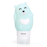 Outdoor Portable Cartoon Bear Animal Silicone Travel Case Organizer Shampoo Shower Gel Lotion Storage Refillable Bottle green_80ml