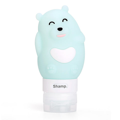 Outdoor Portable Cartoon Bear Animal Silicone Travel Case Organizer Shampoo Shower Gel Lotion Storage Refillable Bottle green_80ml