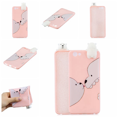 For VIVO Y71 3D Cute Coloured Painted Animal TPU Anti-scratch Non-slip Protective Cover Back Case Big white bear
