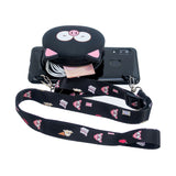 For Samsung A10/A20/A30 Case Mobile Phone Shell Shockproof TPU Cellphone Cover with Cartoon Cat Pig Panda Coin Purse Lovely Shoulder Starp  Black