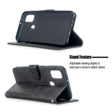 For Samsung A51/A71/M30S Case Soft Leather Cover with Denim Texture Precise Cutouts Wallet Design Buckle Closure Smartphone Shell  black