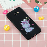 For Samsung J4 plus Cute Coloured Painted TPU Anti-scratch Non-slip Protective Cover Back Case with Lanyard black