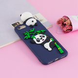 For iPhone 5/5S/SE/6/6S/6 Plus/6S Plus/7/8/7 Plus/8 Plus Phone Case 3D Cartoon Panda Bamboo Cellphone Back Shell Shockproof Smartphone Cover Royal blue