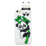 For iPhone 5/5S/SE/6/6S/6 Plus/6S Plus/7/8/7 Plus/8 Plus Phone Case 3D Cartoon Panda Bamboo Cellphone Back Shell Shockproof Smartphone Cover White