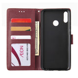 For HUAWEI Y9 2019 Flip-type Leather Protective Phone Case with 3 Card Position Buckle Design Phone Cover  Red wine