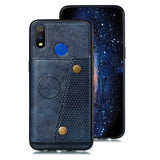 For OPPO Realme 3 PU Leather Flip Stand Shockproof Cell Phone Cover Double Buckle Anti-dust Case With Card Slots Pocket blue
